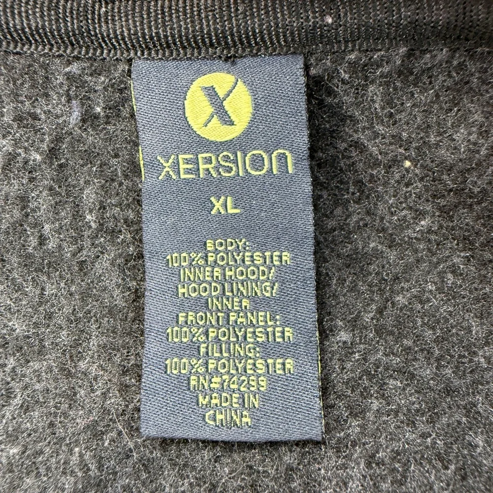 Xersion Full‎ Zip Fleece Hoodie Jacket Womens XL Gray Quilted Lined Gorpcore XL
